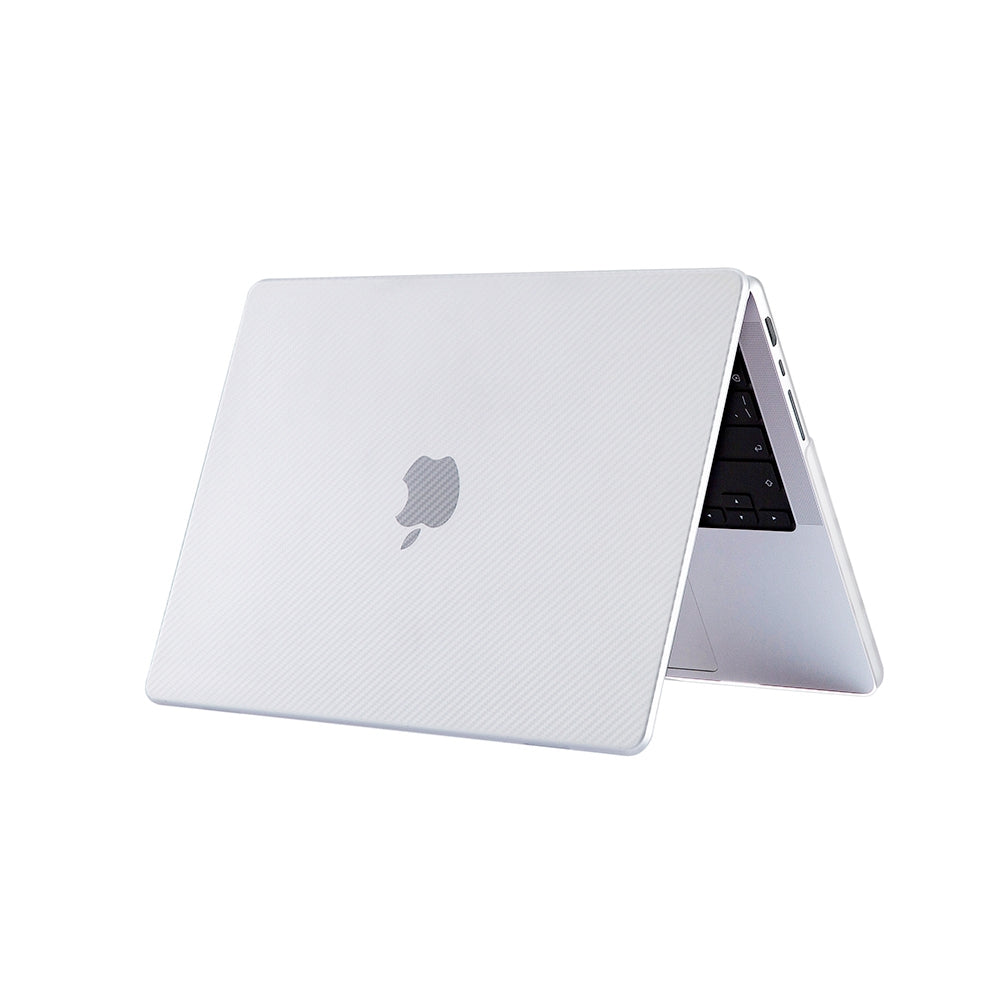 For MacBook Pro 16 inch (2021) A2485 Two-Piece Design Carbon Fiber Texture Hard Laptop Cover Shock-Absorbent Hardshell Case - White For MacBook Pro 16 inch (2021) A2485 Two-Piece Design Carbon Fiber Texture Hard Laptop Cover Shock-Absorbent Hardshell Case - White